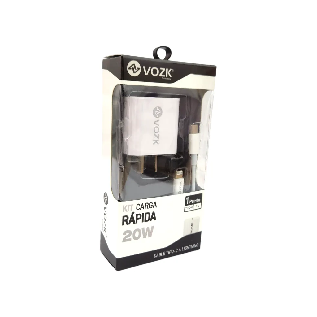 CARGADORES VOZK 20W TIPO - C A LIGHTNING 1 PUERTO  - PACK X 10