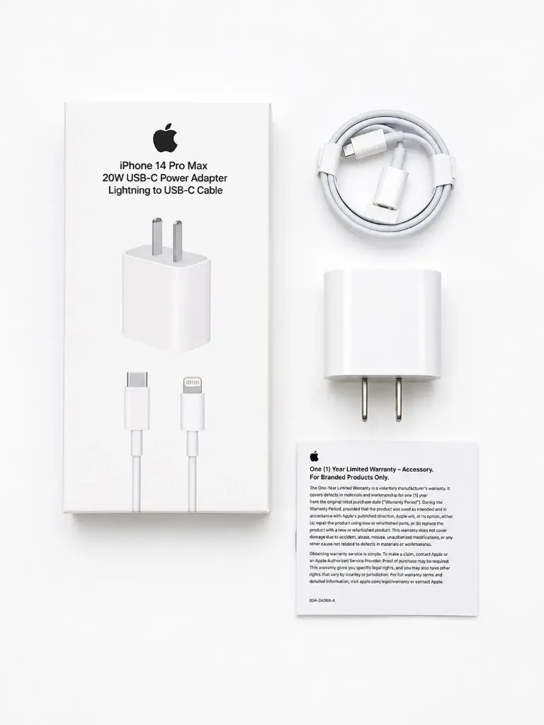 CARGADOR COMPLETO CON CABLE IPHONE 20W PATA OBLICUA TIPO C A LIGTHNING - BULTO X 400