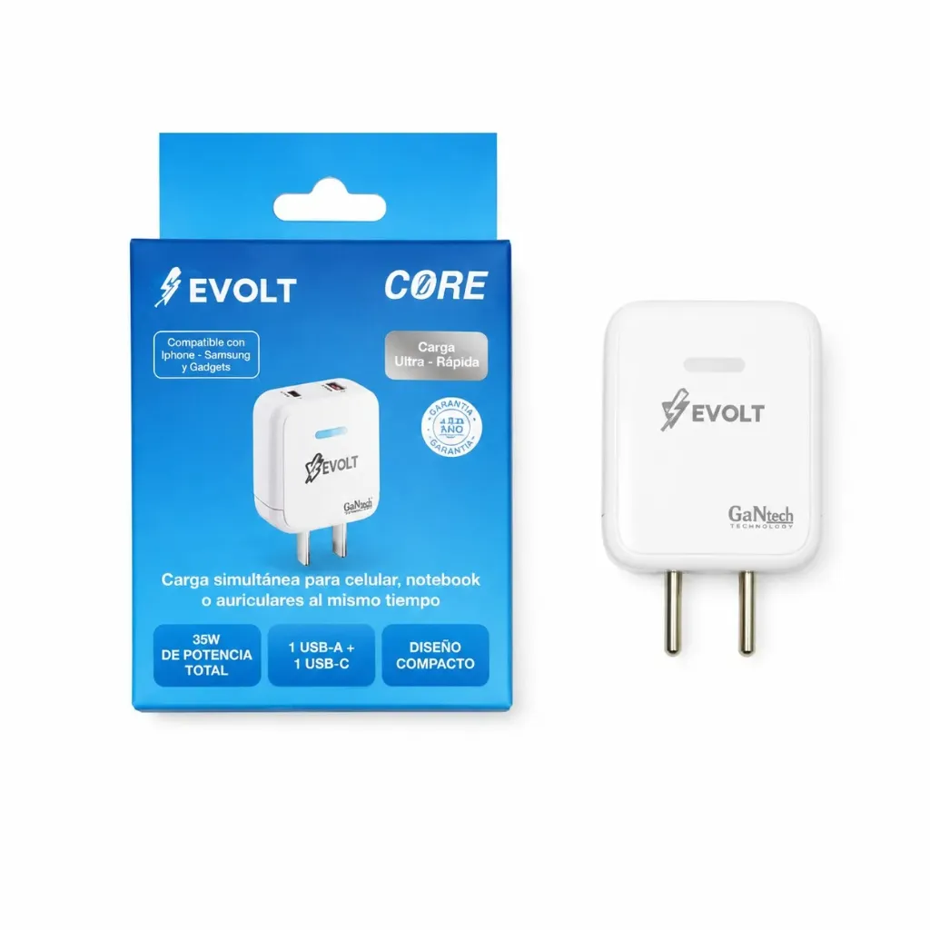 [F-CORECBZ] CABEZAL DOBLE PUERTO USB A C 35W - EVOLT
