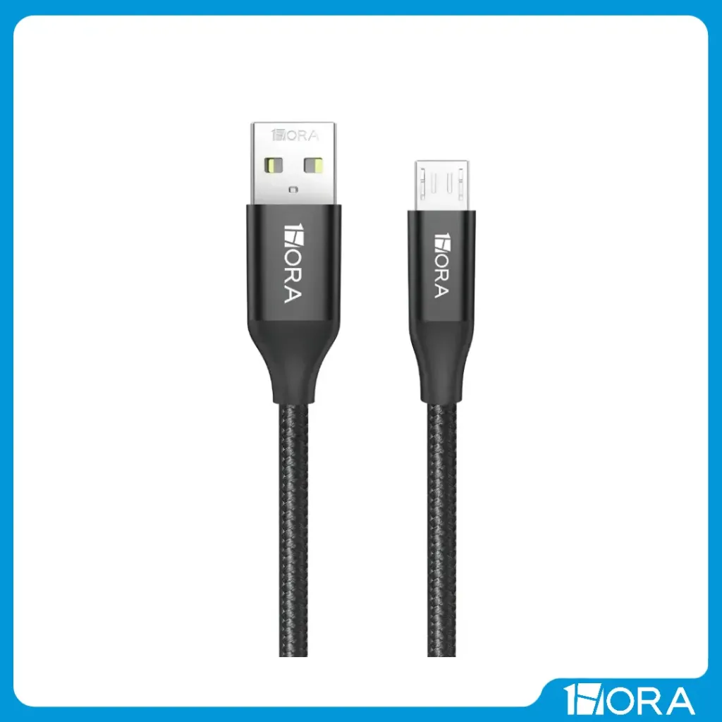 CABLE TRENZADO USB-A  A USB MICRO-B DE 1 M - 1HORA