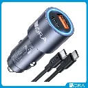 CARGADOR TURBO 38W PARA AUTO PD20W + CON CABLE USB-C  - 1HORA