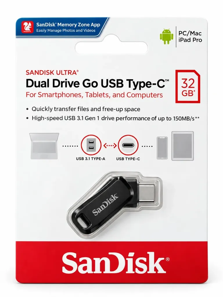 PENDRIVE SANDISK DUAL DRIVE TIPO C 32 GB - PACK X 10