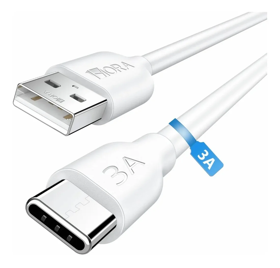 CABLE TIPO C 3A DE 1 METRO (BLANCO) - 1HORA - PACK X 50