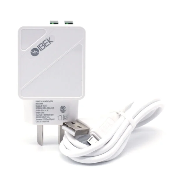 Cargador  3.1A Con  Cable  V8 Ibek 3020