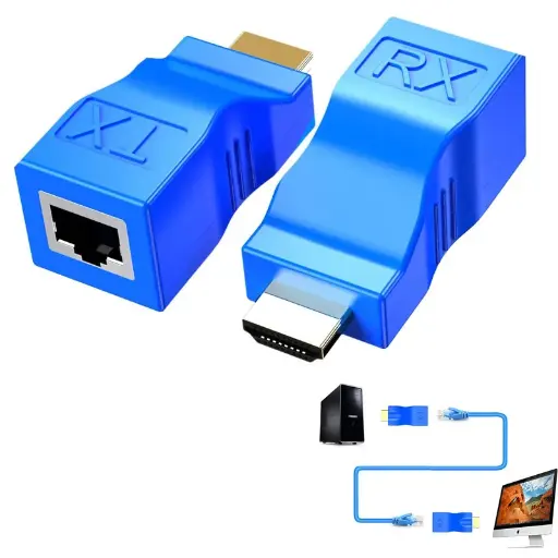 [T-IK01466] EXTENSORES HDMI ALARGUE 30 METROS CABLES RED RJ45 UTP EXTENSOR