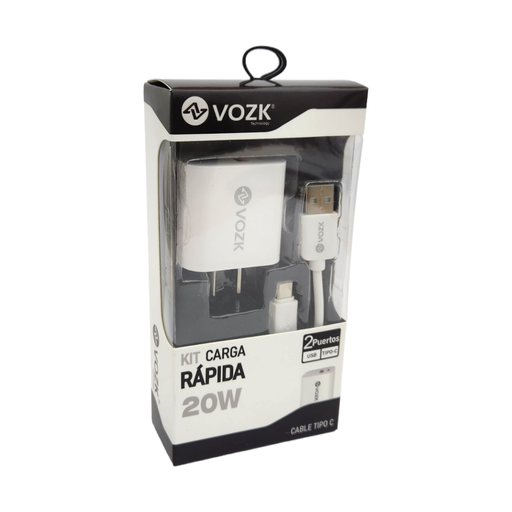 CARGADORES VOZK 20W USB-TIPO C  DOS PUERTOS 