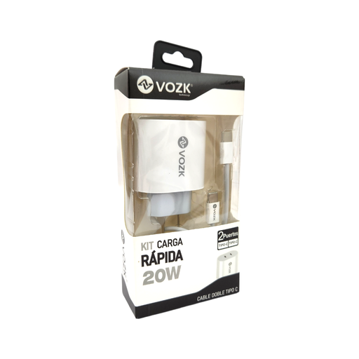 CARGADORES VOZK 20W TIPO-C DOS PUERTOS C-C 