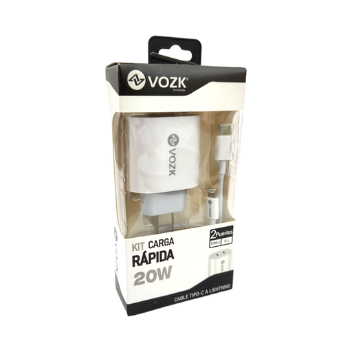 CARGADORES VOZK 20W TIPO C  a LIGHTING  DOS PUERTOS 