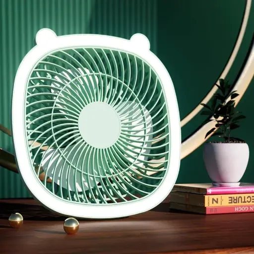 [T-IKF2] VENTILADOR DE MESA PEQUEÑO PLEGABLE CON LUZ LED BLANCA RECARGABLE F2
