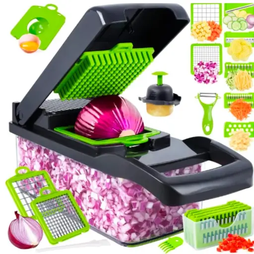 [T-IKQCQ02] PICADOR CORTADOR DE VEGETALES VERDURAS MULTIFUNCIONAL 16 EN 1