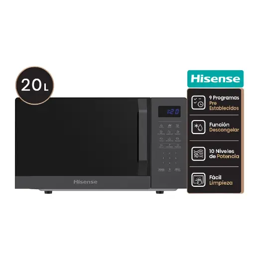[H20MO45BKHB07] Microondas 20L Panel Táctil Negro HISENSE  