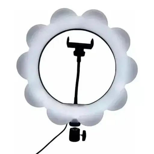 [T-IKEX01920] ARO DE LUZ CON FORMA DE FLOR 26CM 10 PULGADAS CON SOPORTE PARA CELULAR 3 LUCES BLANCO