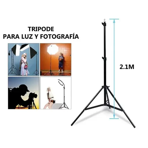 [T-IKTRIPOD] Tripode Soporte 2.1M Para Adaptar Luz, Cámara (No Incluye Aro De Luz)