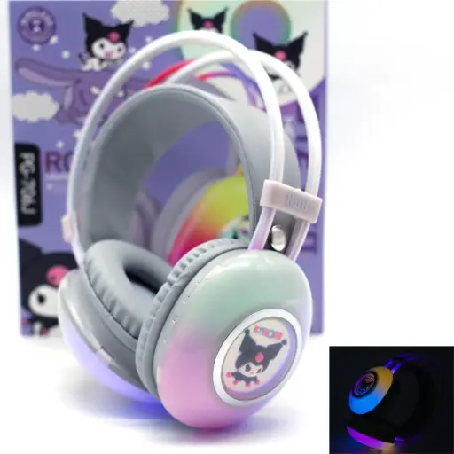 [T-IKPG706J] AURICULAR VINCHA BLUETOOTH CON LUCES RGB KUROMI PG-706J