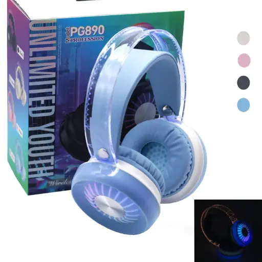 [T-IKPG-890] AURICULAR VINCHA BLUETOOTH CON LUCES RGB PG890