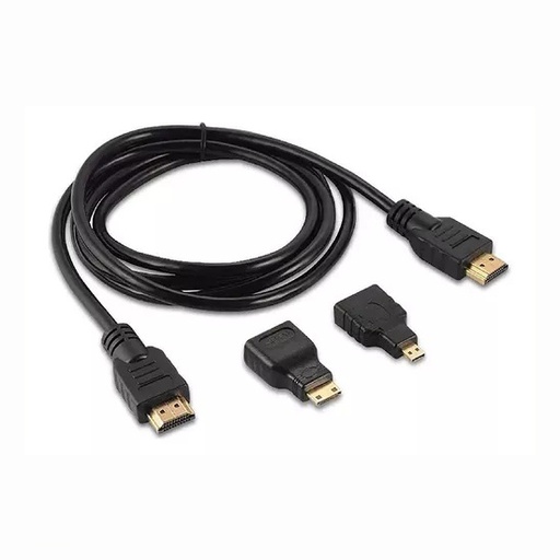 [F-DO129] CABLES HDMI 1.5M CON ADAPTADORES DE MINI Y MICRO HDTV 3 EN 1